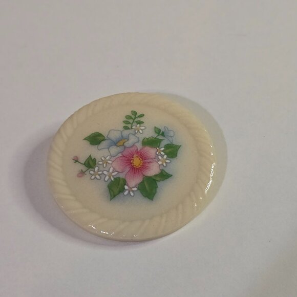Vintage Avon Porcelain Floral Transfer Brooch - Picture 1 of 3